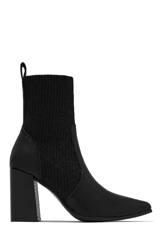 Perfect Night Block Heel Ankle Boots - Black