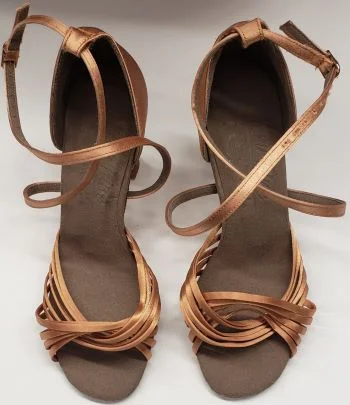 2.5" Jessica II -- Women's Latin Ballroom Sandal -- Tan Satin