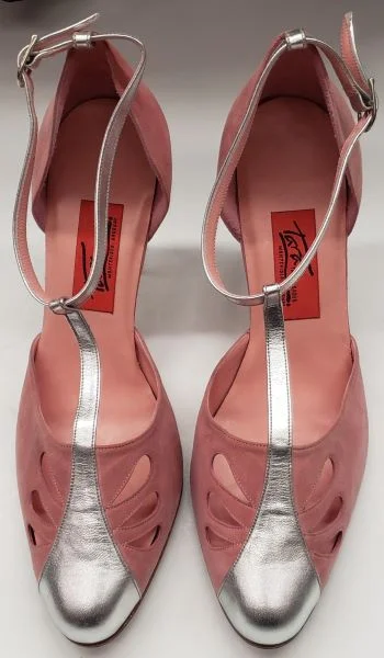 3" Gricel II -- Women's Tango Shoe -- Pink Suede/Silver Heel