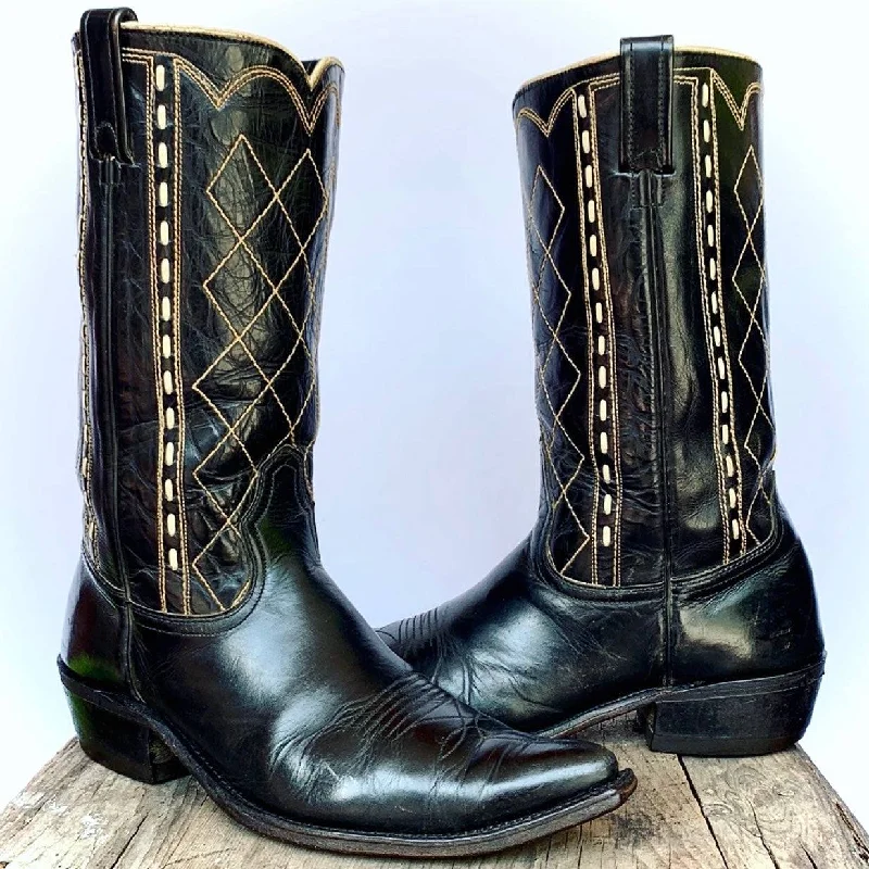 ACME Vintage 1950’s Black Diamond Whipstitch Cowboy Western Boots