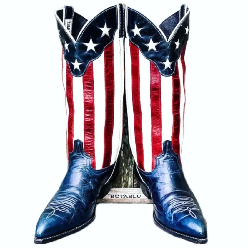 CODE WEST DAN POST Vintage American Flag Stars Stripes Cowgirl Cowboy Western Boots