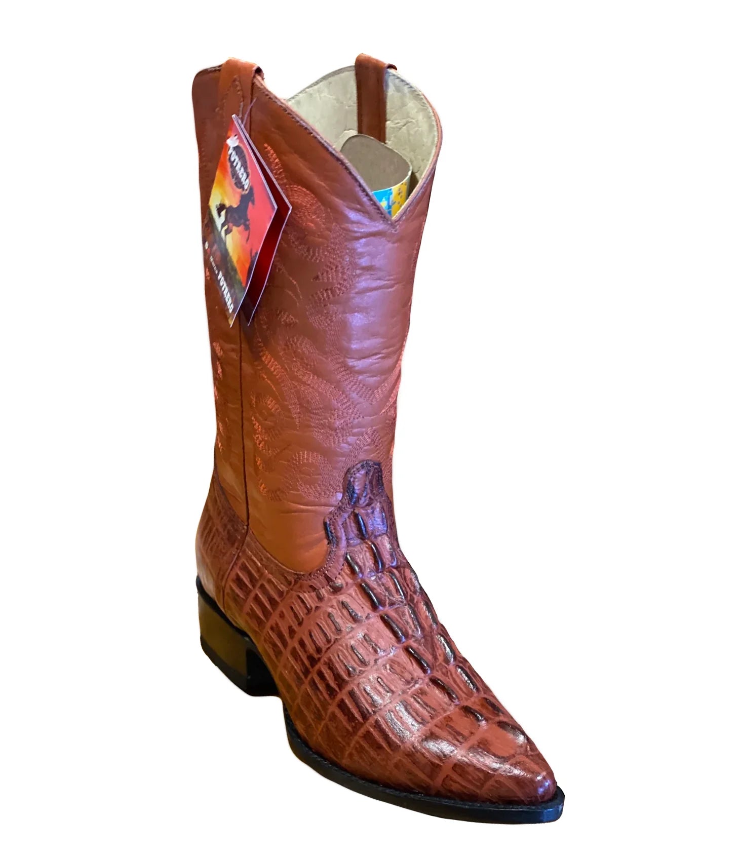 Potrero Mens Boots Crocodile Print Cognac