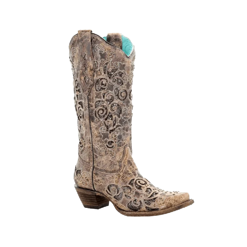 Corral Boots Women's Aracely Brown Glitter Inlay And Studs Boot