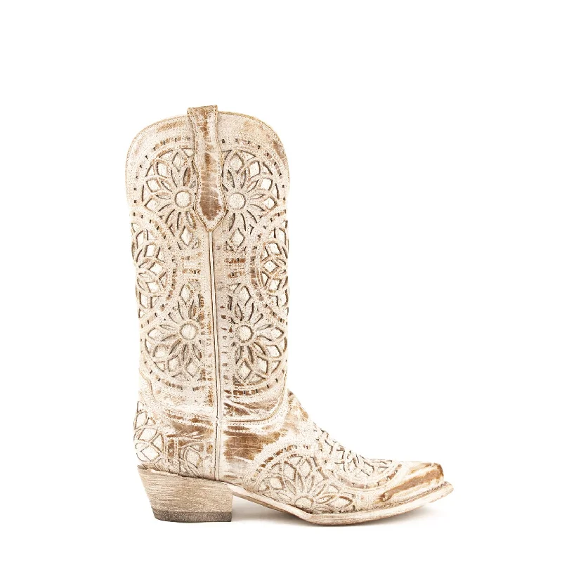 Ferrini Ladies Shabby Chic Leather Mandala V-Toe Cowboy Boots