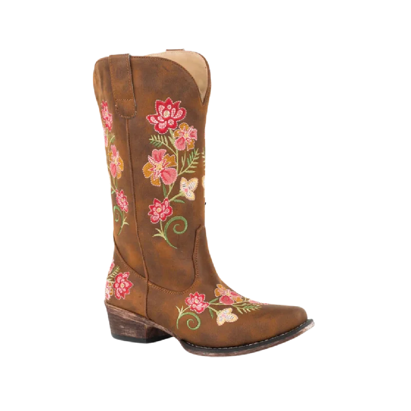 Roper Footwear Women's Vintage Leather With All Over Floral Embroidery Boots