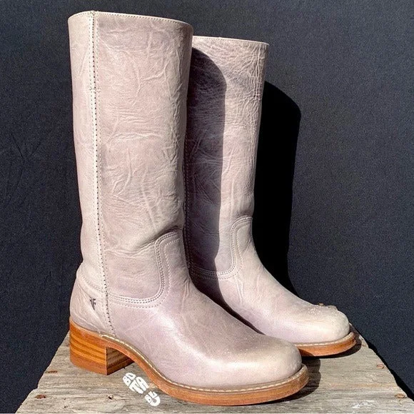 FRYE Campus 14L Violet Gray Purple Tall Boho Western Motorcycle Boots