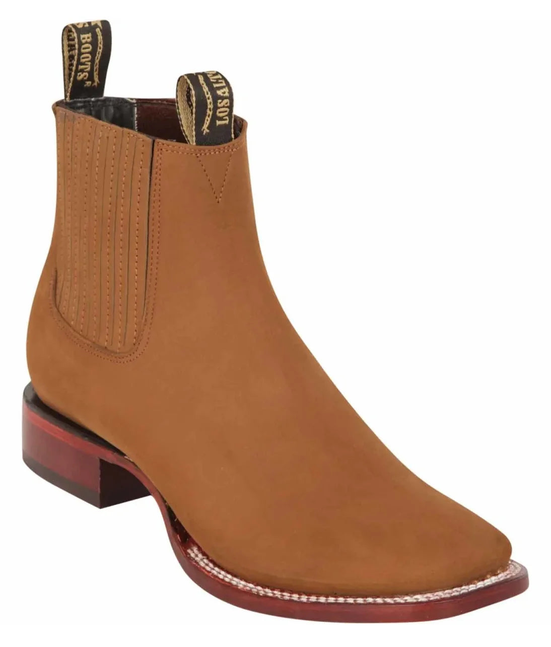 Los Altos Boots Nobuck Chedron Wide Square Toe Ankle Boot Botin