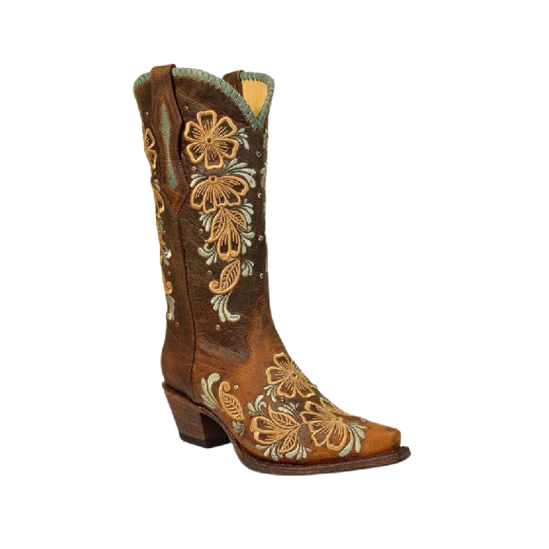 Corral Women's Leather Floral Brown Boot