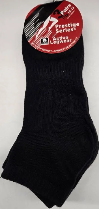 Seely -- Unisex Cotton Ankle Socks -- 3 Pr. Pk